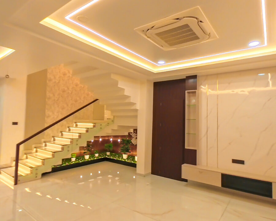 Full Home Interiors – Foyer & Staircase Transformation by CRSTEL INTERIORS