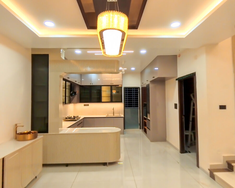 Open Kitchen & Living Corridor Transformation by CRSTEL INTERIORS