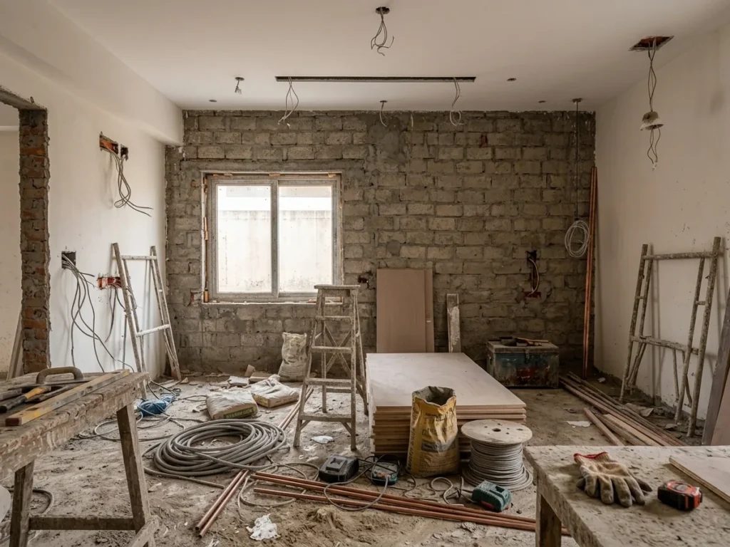 Bedroom stripped back before fit-out