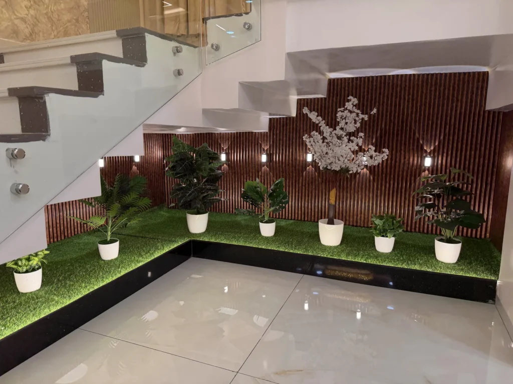 Under-Stair Feature with Planters
