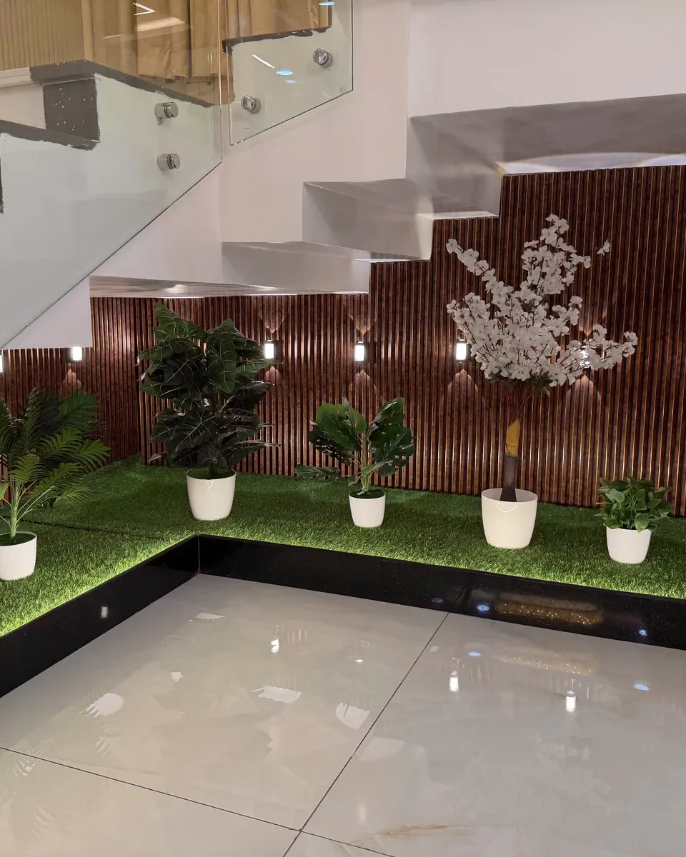 Under-Stair Feature with Planters